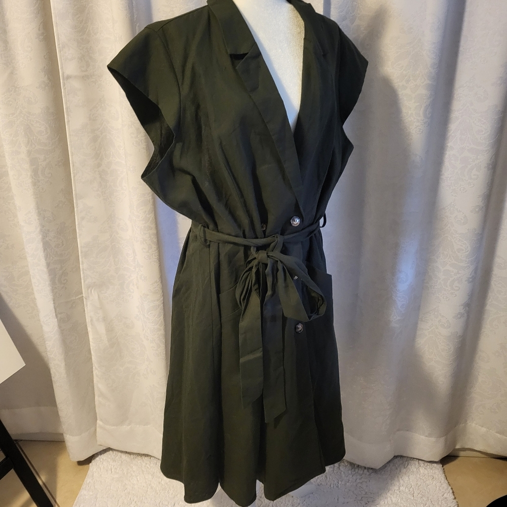 NWT City Chic Women Dress Lafayette,  Size XL/22,  Green, Linen Blended, Office - Picture 9 of 16